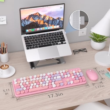 UBOTIE Retro Keyboard and Mouse Combo - Colorful, Stylish & Functional