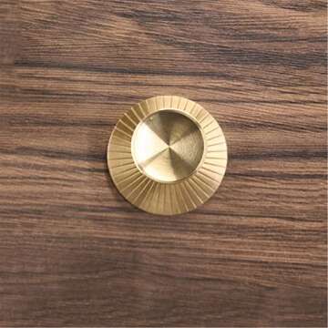 LBFEEL 4 Pack Brass Backplate with Gold Knob Cabinet Pulls Brushed Brass Drawer Dresser Knobs Kitchen Cabinet Handle Hardware (4, Gold)