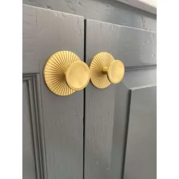 LBFEEL 4 Pack Brass Backplate with Gold Knob Cabinet Pulls Brushed Brass Drawer Dresser Knobs Kitchen Cabinet Handle Hardware (4, Gold)