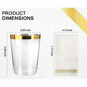 MCIRCO Gold Dinnerware Set - 350 Piece Disposable Set