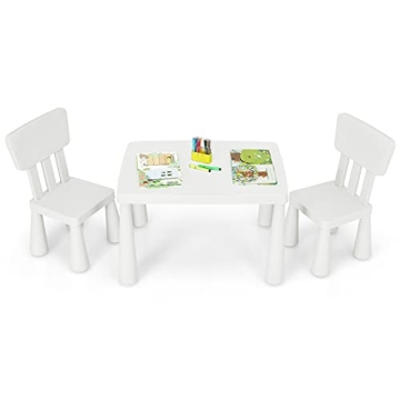 Costzon Kids Table and Chair Set, 3 Piece Plastic Children Activity Table for Reading, Drawing, Snac...