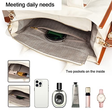 Canvas Tote Bag for Women Top Handle Handbag Crossbody Tote Bag for Women Canvas Tote Bag with Zipper Trendy Shoulder Bag Everything Tote Bag with Adjustable Strap