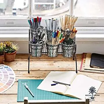 Regal Trunk 6 Pot Tiered Plant Stand - Rustic Indoor Outdoor Plant Stand - Flower Pot Stand - Herb Plant Stands - Succulent Plant Holder - Small Metal Plant Stand For Multiple Plants - Parisian Look