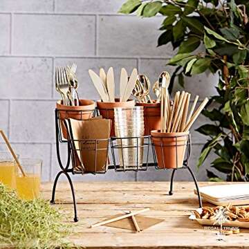 Regal Trunk 6 Pot Tiered Plant Stand - Rustic Indoor Outdoor Plant Stand - Flower Pot Stand - Herb Plant Stands - Succulent Plant Holder - Small Metal Plant Stand For Multiple Plants - Parisian Look