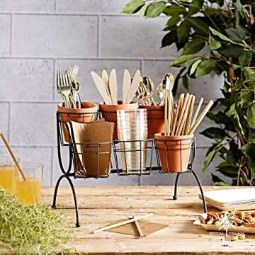 Regal Trunk 6 Pot Tiered Plant Stand - Rustic Indoor Outdoor Plant Stand - Flower Pot Stand - Herb Plant Stands - Succulent Plant Holder - Small Metal Plant Stand For Multiple Plants - Parisian Look