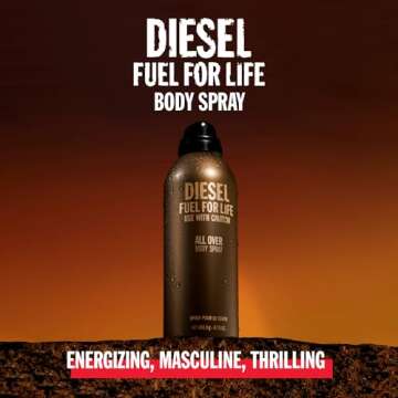 DIESEL Fuel For Life - Body Spray for Men - Woody, Ambery - With Notes of Anise, Lavender & Woody Am...