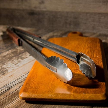 Extra Long Grill Tongs with Rosewood Handles 22 Inch