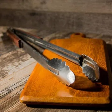 Extra Long Grill Tongs with Rosewood Handles 22 Inch