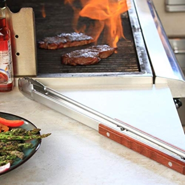 Extra Long Grill Tongs with Rosewood Handles 22 Inch