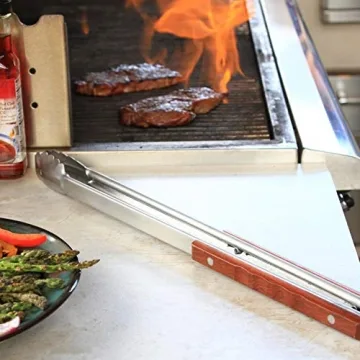 Extra Long Grill Tongs with Rosewood Handles 22 Inch