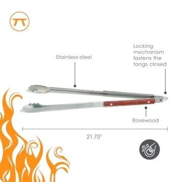 Extra Long Grill Tongs with Rosewood Handles 22 Inch