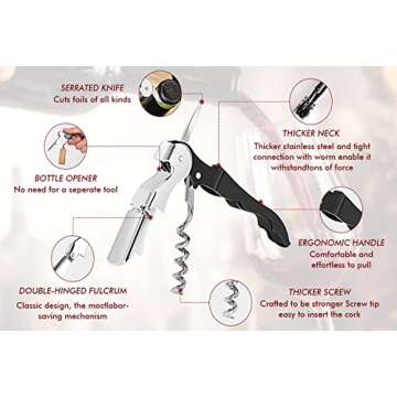 Kit-Home Professional Waiter Corkscrew Wine Openers Set (4 PCS),Upgraded with Heavy Duty Stainless S...