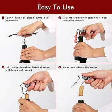 Kit-Home Professional Waiter Corkscrew Wine Openers Set (4 PCS),Upgraded with Heavy Duty Stainless Steel Hinges Wine Key for Restaurant Waiters, Sommelier, Bartenders