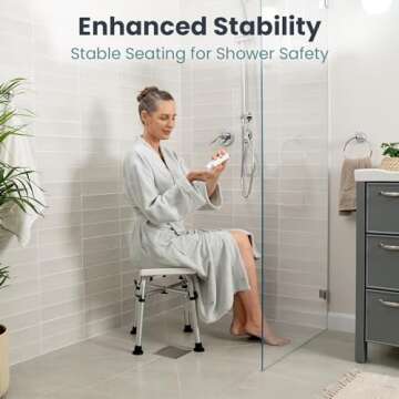 Shower Stool - Shower Chair for Inside Shower (350 lb) - Adjustable Height Shower Stool - Shower Sea...