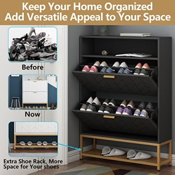 Loomie Shoe Cabinet Modern Entryway Shoe Organizer
