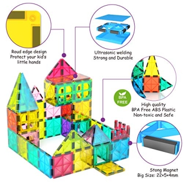 Jasonwell Magnetic Tiles Building Blocks Set for Kids