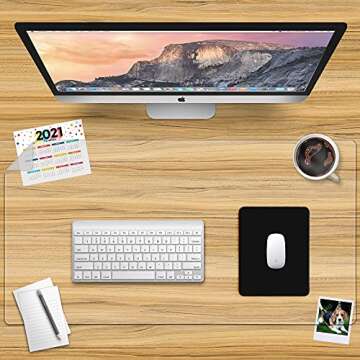 Awnour Clear Desk Protector - Transparent Desk Mat with Mouse Pad