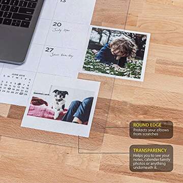 Awnour Clear Desk Protector - Transparent Desk Mat with Mouse Pad