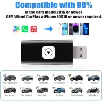 Mini Wireless Carplay Adapter for Apple, 2025 Stable Wireless carplay Adapter Smallest Fast Convert Factory Wired to Wireless CarPlay Dongle Cars for iOS