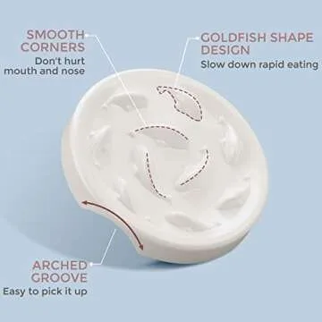 ComSaf Pet Slow Feed Dish for Cats and Small Dogs - Fish Pool Design, Fun Interactive Bloat Stop Puzzle Feeder Bowl Healthy Eating Diet Food Grade Melamine Material Easy to Clean Dishwasher Safe, Pink