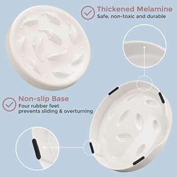 ComSaf Pet Slow Feed Dish for Cats and Small Dogs - Fish Pool Design, Fun Interactive Bloat Stop Puzzle Feeder Bowl Healthy Eating Diet Food Grade Melamine Material Easy to Clean Dishwasher Safe, Pink