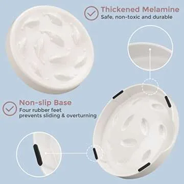 ComSaf Pet Slow Feed Dish for Cats and Small Dogs - Fish Pool Design, Fun Interactive Bloat Stop Puzzle Feeder Bowl Healthy Eating Diet Food Grade Melamine Material Easy to Clean Dishwasher Safe, Pink