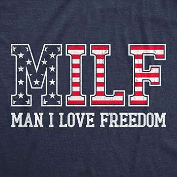 Mens Milf Man I Love Freedom T Shirt - Funny Patriotic Tee for Fourth of July