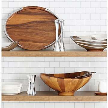 nambe Braid Serving Platter | 19-Inch | Large Serving Tray for Party | Platters for Serving Snacks, Food, Cookies | Dessert Platters | Kitchen Trays for Serving Pastries or Appetizers (Acacia Wood)