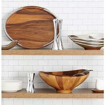 nambe Braid Serving Platter | 19-Inch | Large Serving Tray for Party | Platters for Serving Snacks, Food, Cookies | Dessert Platters | Kitchen Trays for Serving Pastries or Appetizers (Acacia Wood)