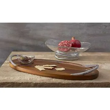 nambe Braid Serving Platter | 19-Inch | Large Serving Tray for Party | Platters for Serving Snacks, Food, Cookies | Dessert Platters | Kitchen Trays for Serving Pastries or Appetizers (Acacia Wood)