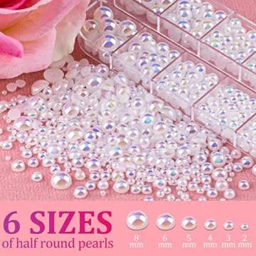 2700 Pcs Flat Back Pearls for Nail Art and Crafts