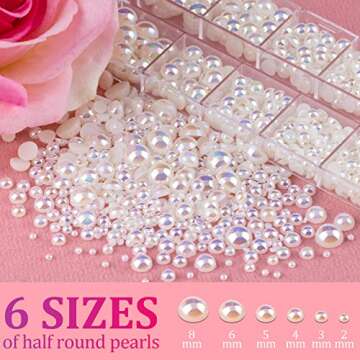 2700 Pcs Flat Back Pearls for Nail Art and Crafts