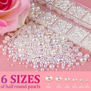 2700 Pcs Flat Back Pearls for Nail Art and Crafts