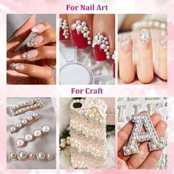 2700 Pcs Flat Back Pearls for Nail Art and Crafts