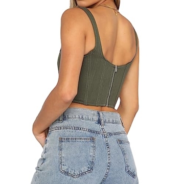 Women Sexy Spaghetti Strap Crop Cami Top for Summer Fashion