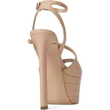 Steve Madden Larssa Blush Stiletto Heel Ankle Strap Peep Toe Heeled Sandals (Blush, 9.5)