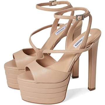 Steve Madden Larssa Blush Stiletto Heel Ankle Strap Peep Toe Heeled Sandals (Blush, 9.5)