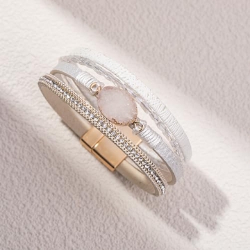 Trendy FANCY SHINY Boho Leather Wrap Bracelet for Women