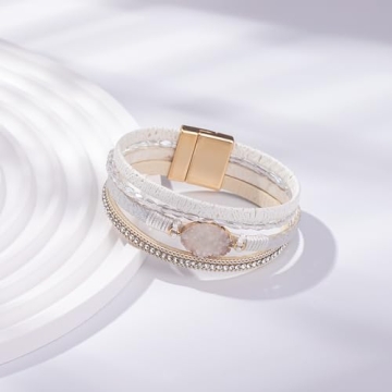 Trendy FANCY SHINY Boho Leather Wrap Bracelet for Women