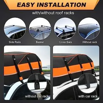 Sailnovo Car Rooftop Cargo Carrier Roof Bag, 20 Cubic Feet Waterproof Car Rooftop Cargo Carrier Bag Fit Car with Without Roof Rack - Car Top Carrier with Tie-Down Strap, Safety Hook