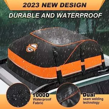 Sailnovo Car Rooftop Cargo Carrier Roof Bag, 20 Cubic Feet Waterproof Car Rooftop Cargo Carrier Bag Fit Car with Without Roof Rack - Car Top Carrier with Tie-Down Strap, Safety Hook