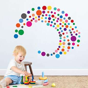 PARLAIM 130-Piece Polka Dot Wall Stickers for Kids