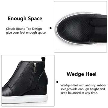 VANDIMI Wedge Booties For Women Fashion Ankle Boots With Side Zipper