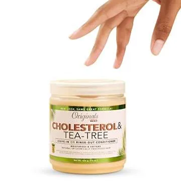 Originals by Africa's Best Cholesterol Tea Tree Oil, Rinse-Out Plus Leave in Conditioner, Repair and Revitalize Damaged, Dry, Overprocessed Hair, 15 oz