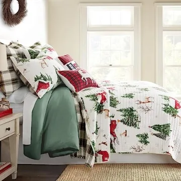 Levtex Home - Tatum Pines Quilt Set - King/Cal King Holiday Quilt & Two King Pillow Shams - Cozy, Re...