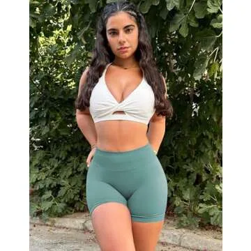 YEOREO Women Workout Gym Shorts - Hidden Scrunch Design