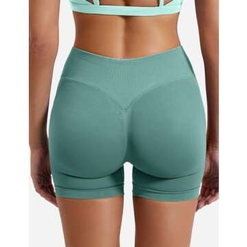 YEOREO Women Workout Gym Shorts - Hidden Scrunch Design