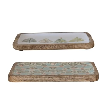 Creative Co-Op Mango Wood Trays Set - Nature-Inspired Design