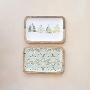 Creative Co-Op Mango Wood Trays Set - Nature-Inspired Design