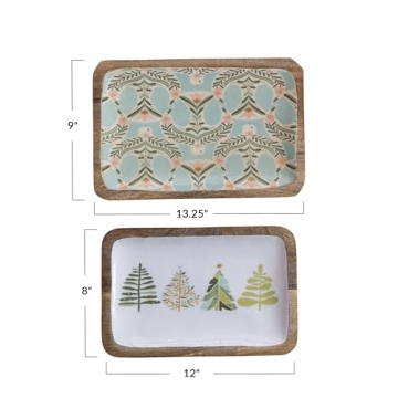 Creative Co-Op Mango Wood Trays Set - Nature-Inspired Design
